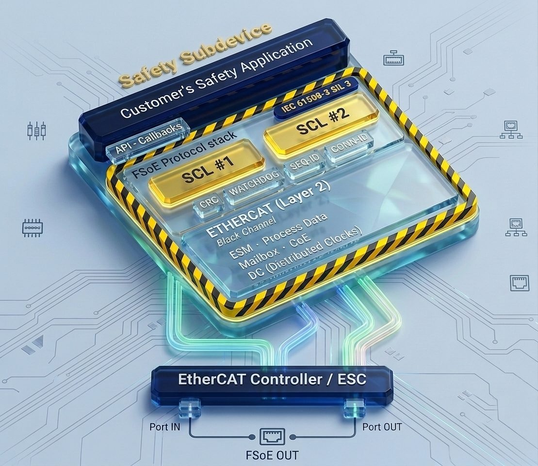 FSoE SubInstance stack for safe I/O devices